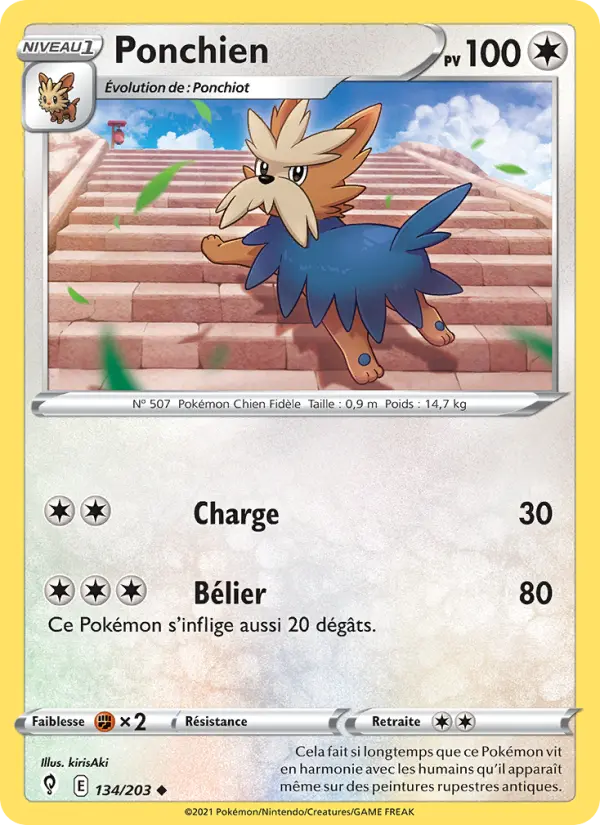 Scan HD carte Pokémon Ponchien 134/203 — Évolution Céleste