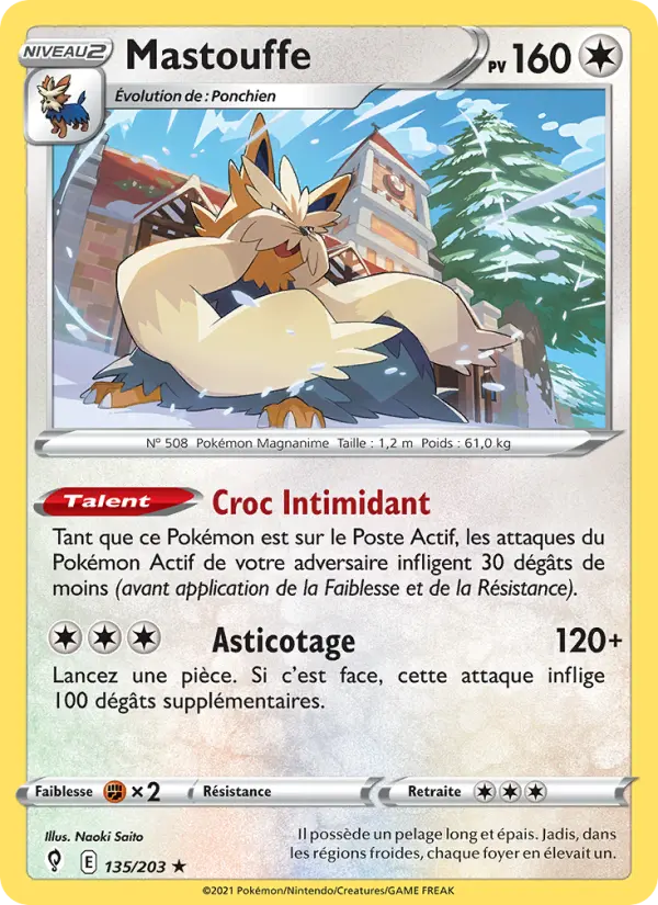 Scan HD carte Pokémon Mastouffe 135/203 — Évolution Céleste