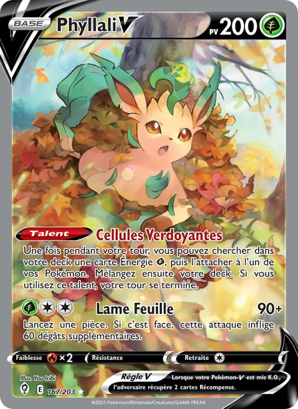 Scan HD carte Pokémon Phyllali V 167/203 — Évolution Céleste