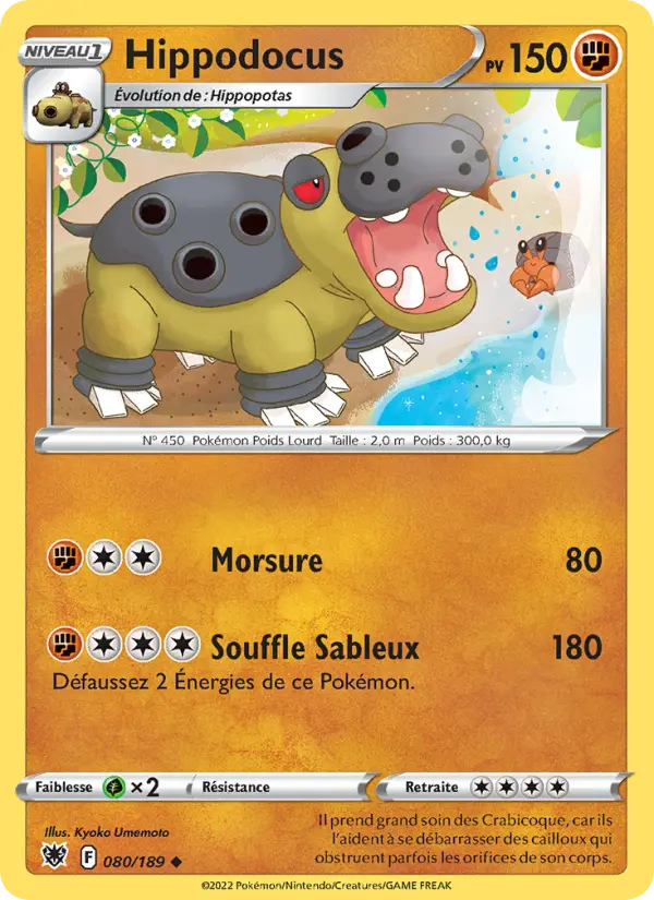 Scan HD carte Pokémon Hippodocus 080/189 — Astres Radieux