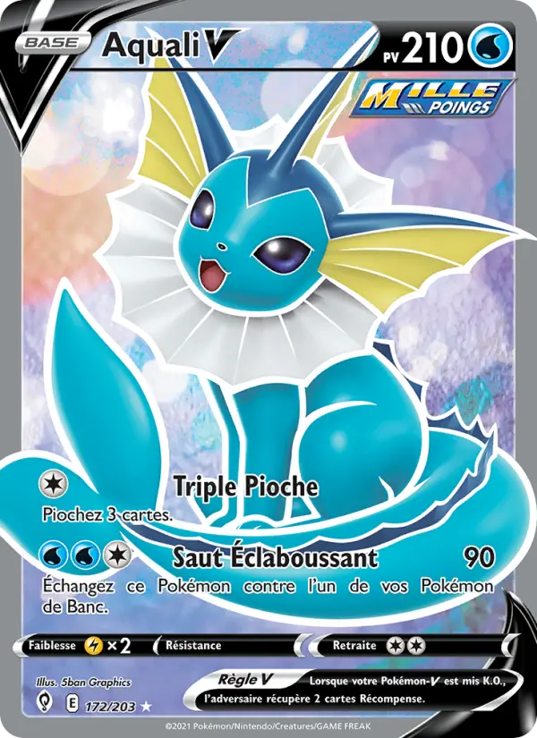 Scan HD carte Pokémon Aquali V 172/203 — Évolution Céleste