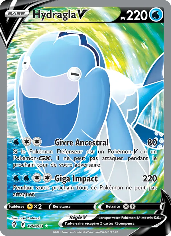 Scan HD carte Pokémon Hydragla V 176/203 — Évolution Céleste