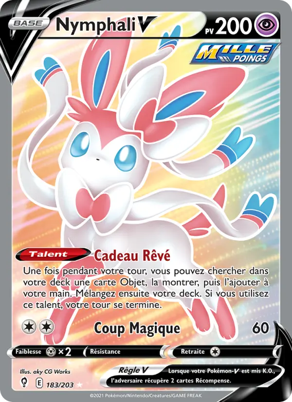 Scan HD carte Pokémon Nymphali V 183/203 — Évolution Céleste