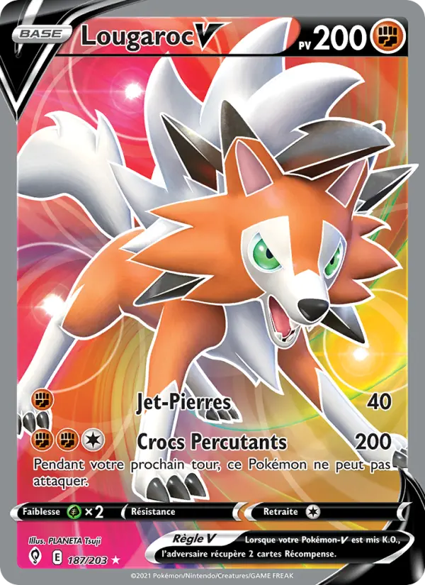 Scan HD carte Pokémon Lougaroc V 187/203 — Évolution Céleste