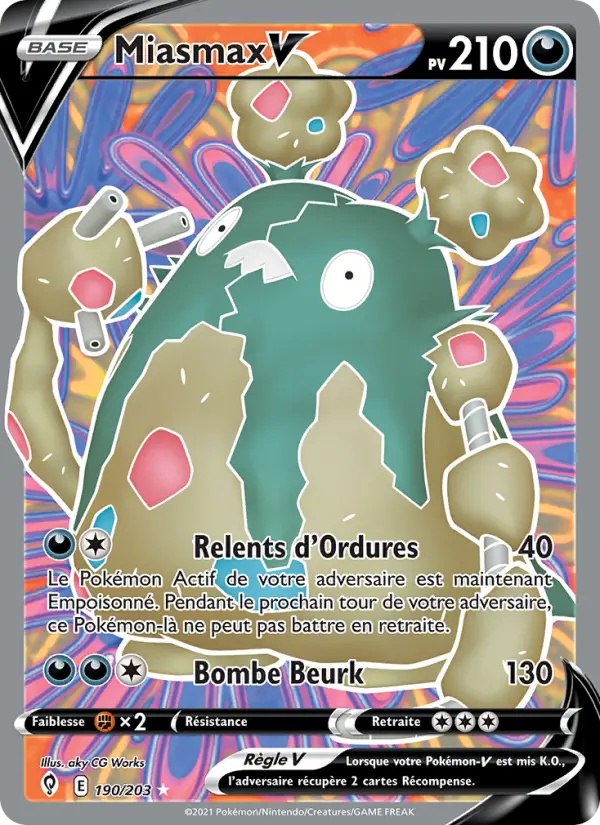 Scan HD carte Pokémon Miasmax V 190/203 — Évolution Céleste