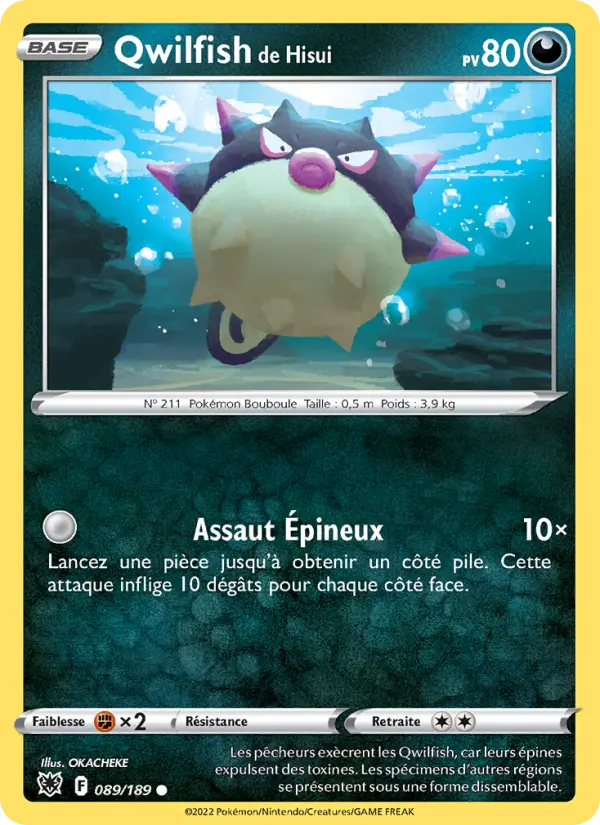 Scan HD carte Pokémon Qwilfish de Hisui 089/189 — Astres Radieux
