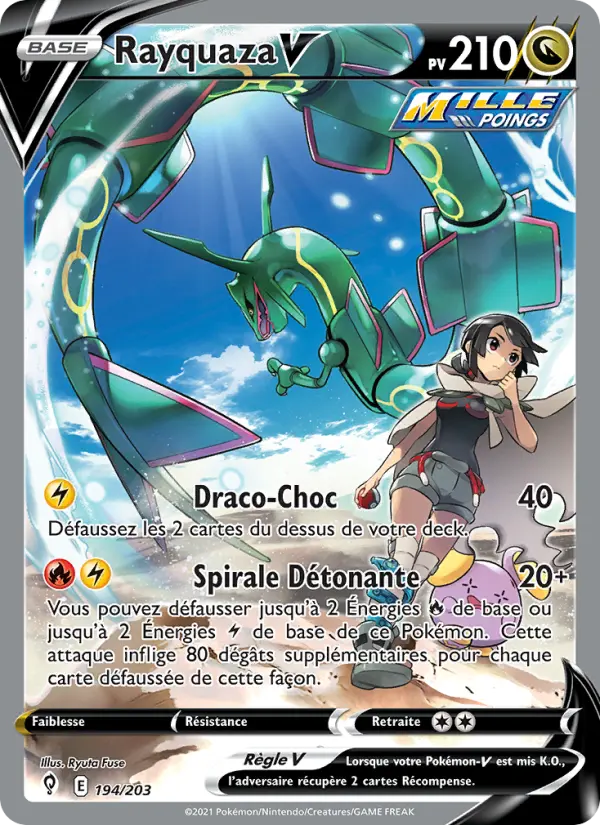 Scan HD carte Pokémon Rayquaza V 194/203 — Évolution Céleste