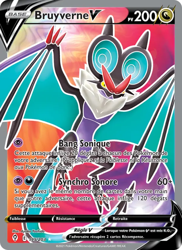 Scan HD carte Pokémon Bruyverne V 195/203 — Évolution Céleste