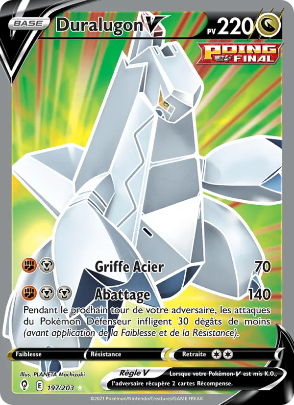 Scan HD carte Pokémon Duralugon V 197/203 — Évolution Céleste