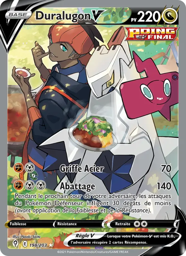 Scan HD carte Pokémon Duralugon V 198/203 — Évolution Céleste