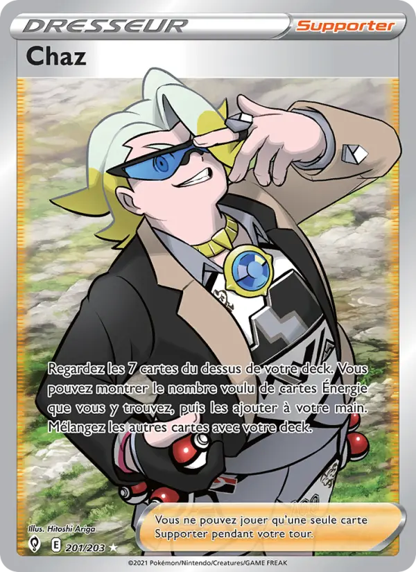 Scan HD carte Pokémon Chaz 201/203 — Évolution Céleste