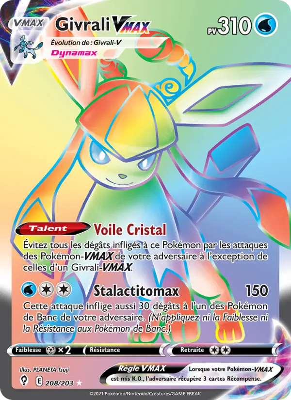 Scan HD carte Pokémon Givrali VMAX 208/203 — Évolution Céleste