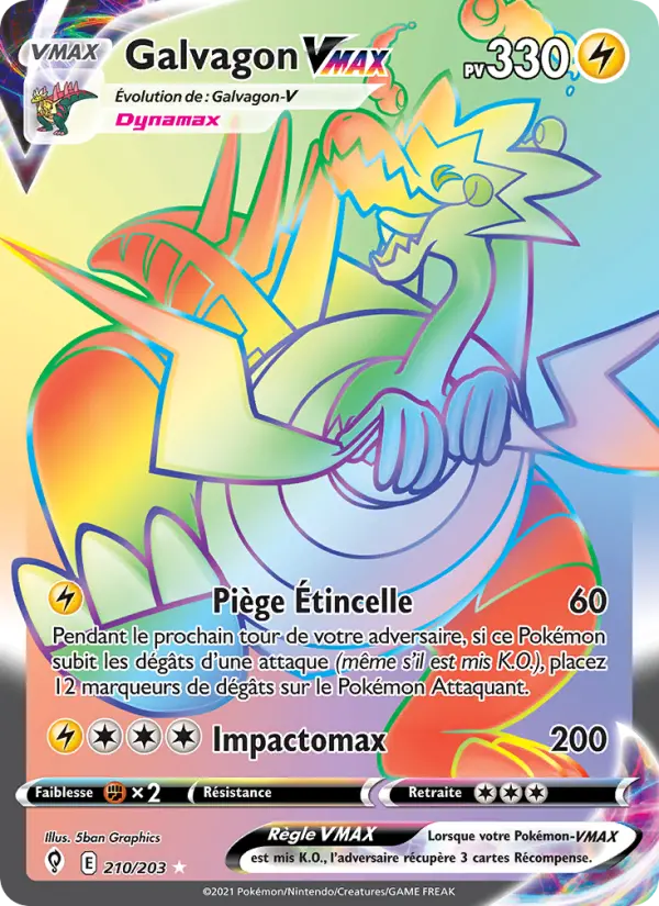 Scan HD carte Pokémon Galvagon VMAX 210/203 — Évolution Céleste
