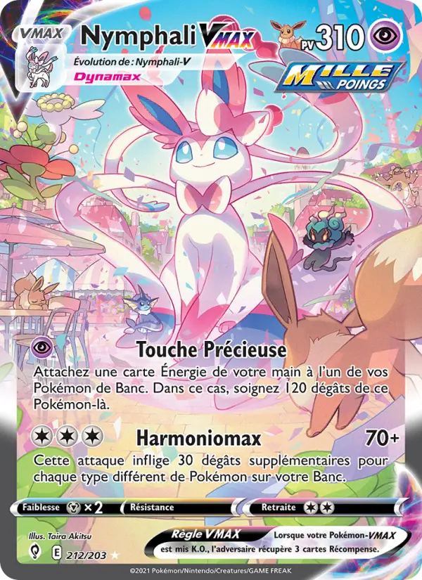 Scan HD carte Pokémon Nymphali VMAX 212/203 — Évolution Céleste