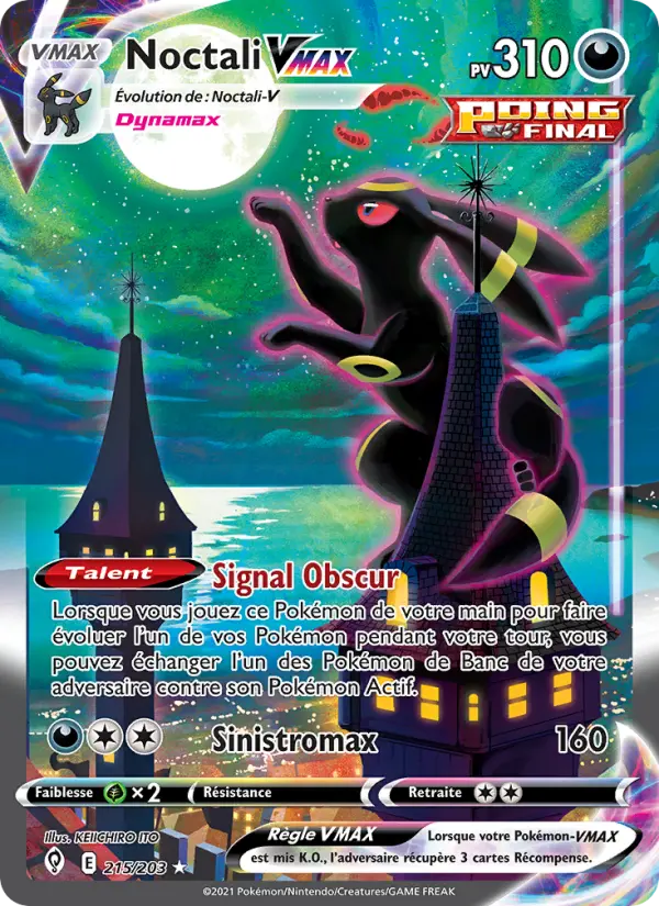 Scan HD carte Pokémon Noctali VMAX 215/203 — Évolution Céleste