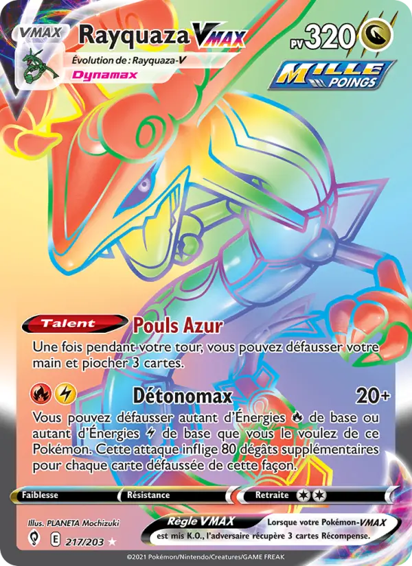 Scan HD carte Pokémon Rayquaza VMAX 217/203 — Évolution Céleste