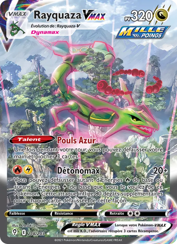 Scan HD carte Pokémon Rayquaza VMAX 218/203 — Évolution Céleste
