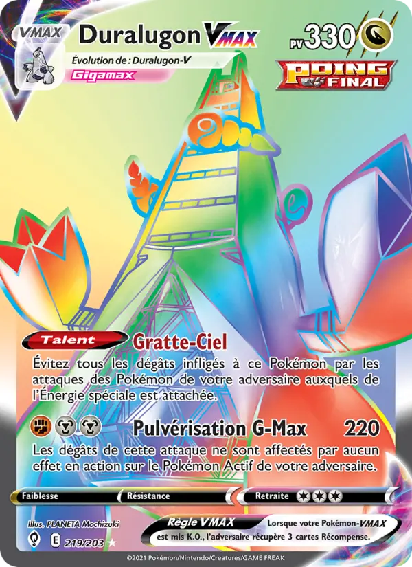 Scan HD carte Pokémon Duralugon VMAX 219/203 — Évolution Céleste