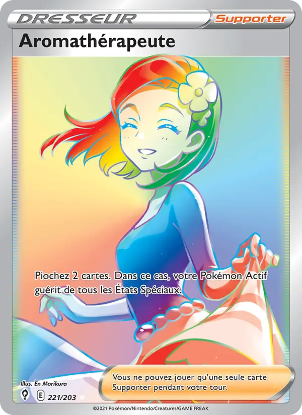 Scan HD carte Pokémon Aromathérapeute 221/203 — Évolution Céleste