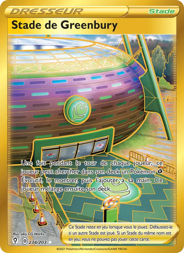 Scan HD carte Pokémon Stade de Greenbury 234/203 — Évolution Céleste