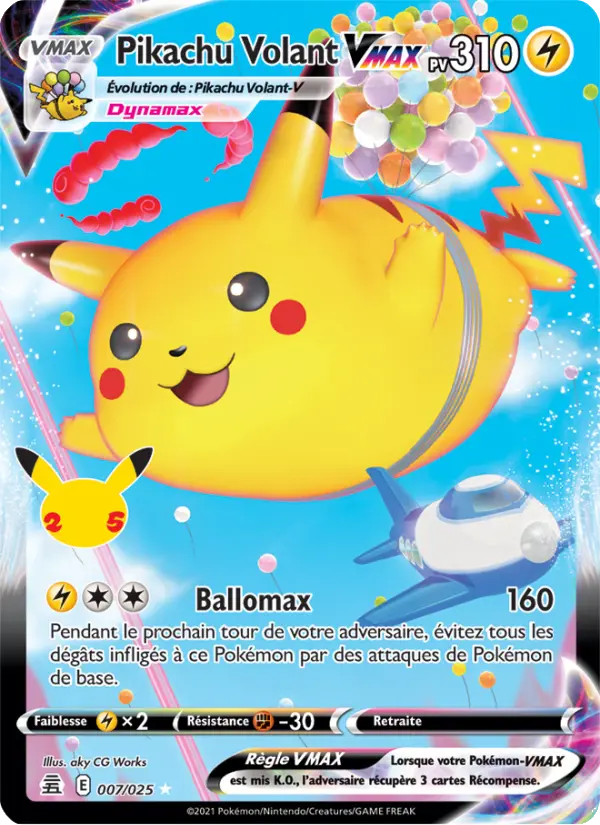 Scan HD carte Pokémon Pikachu Volant VMAX 7/25 — Célébrations