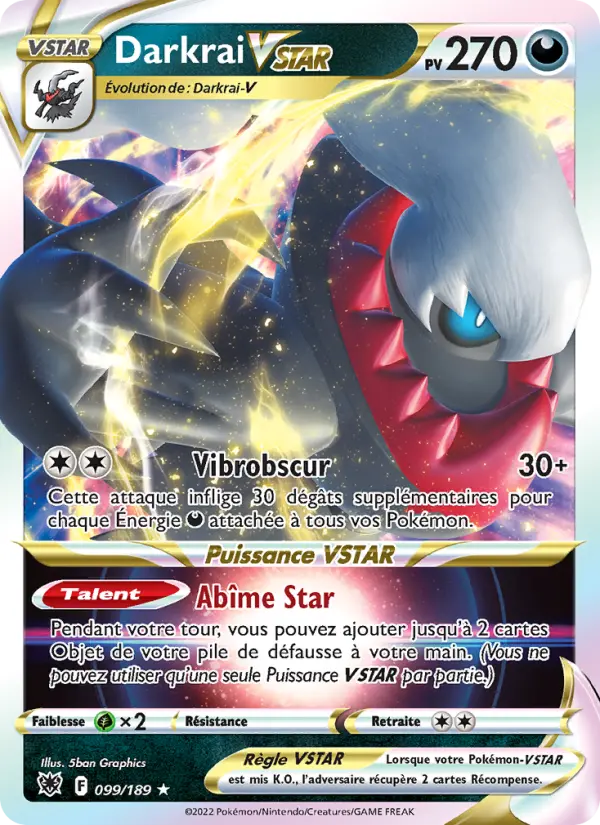 Scan HD carte Pokémon Darkrai VSTAR 099/189 — Astres Radieux