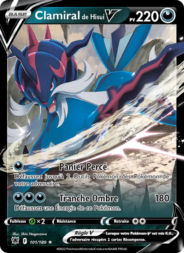 Scan HD carte Pokémon Clamiral de Hisui V 101/189 — Astres Radieux