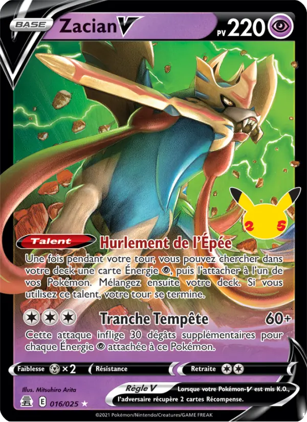 Scan HD carte Pokémon Zacian V 16/25 — Célébrations