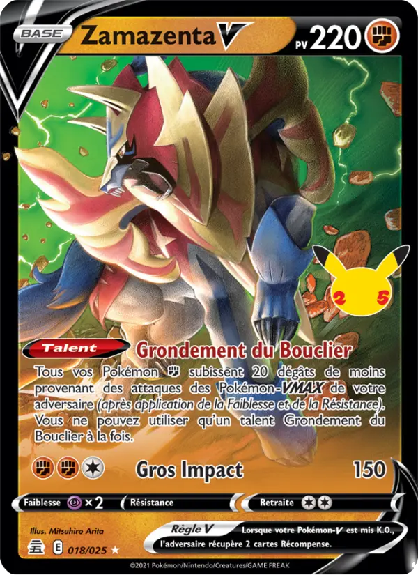 Scan HD carte Pokémon Zamazenta V 18/25 — Célébrations