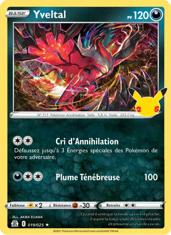 Scan HD carte Pokémon Yveltal 19/25 — Célébrations