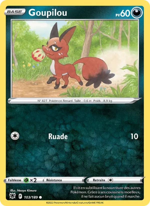 Scan HD carte Pokémon Goupilou 103/189 — Astres Radieux