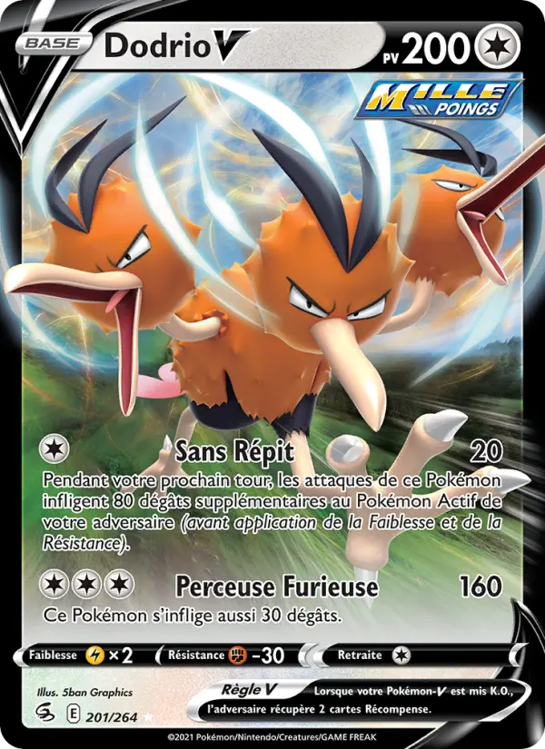 Scan HD carte Pokémon Dodrio V 201/264 — Poing de Fusion
