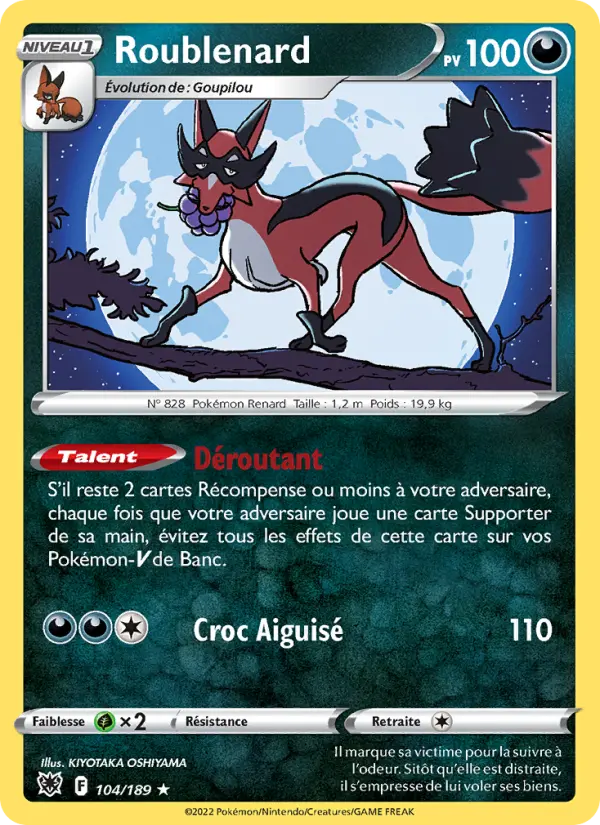 Scan HD carte Pokémon Roublenard 104/189 — Astres Radieux