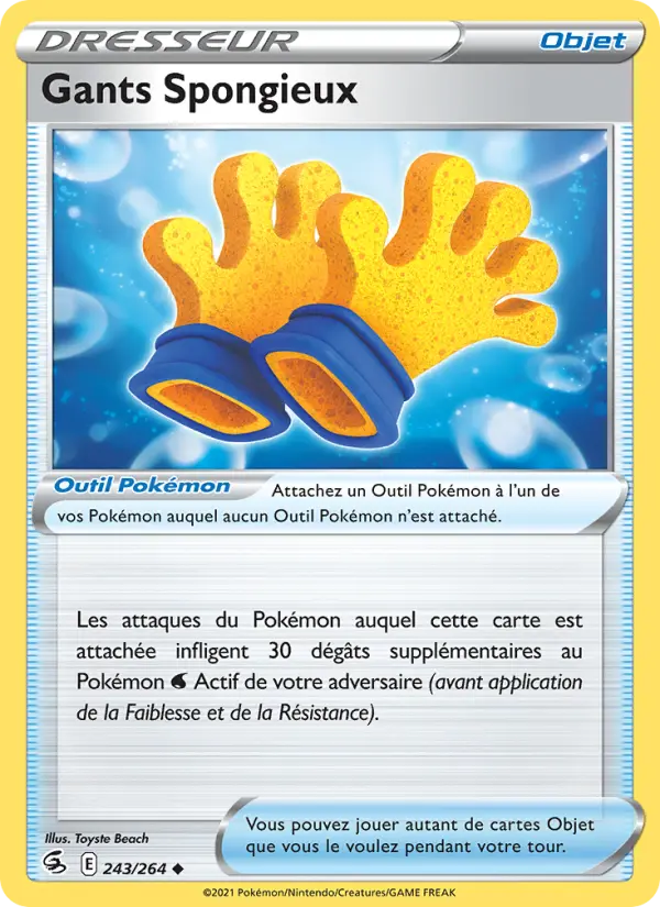 Scan HD carte Pokémon Gants Spongieux 243/264 — Poing de Fusion