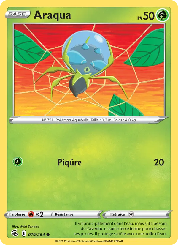 Scan HD carte Pokémon Araqua 19/264 — Poing de Fusion