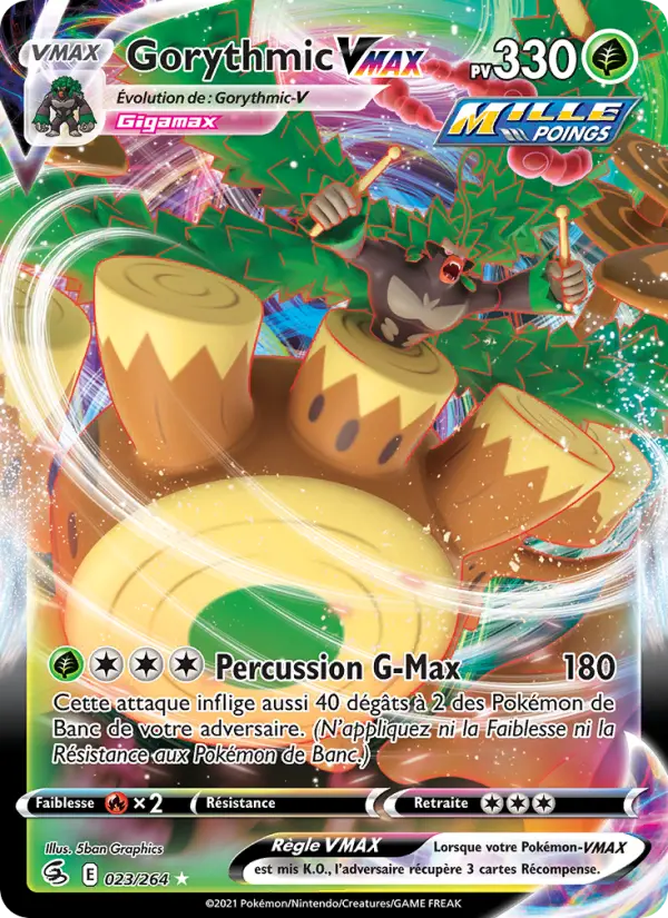 Scan HD carte Pokémon Gorythmic VMAX 23/264 — Poing de Fusion