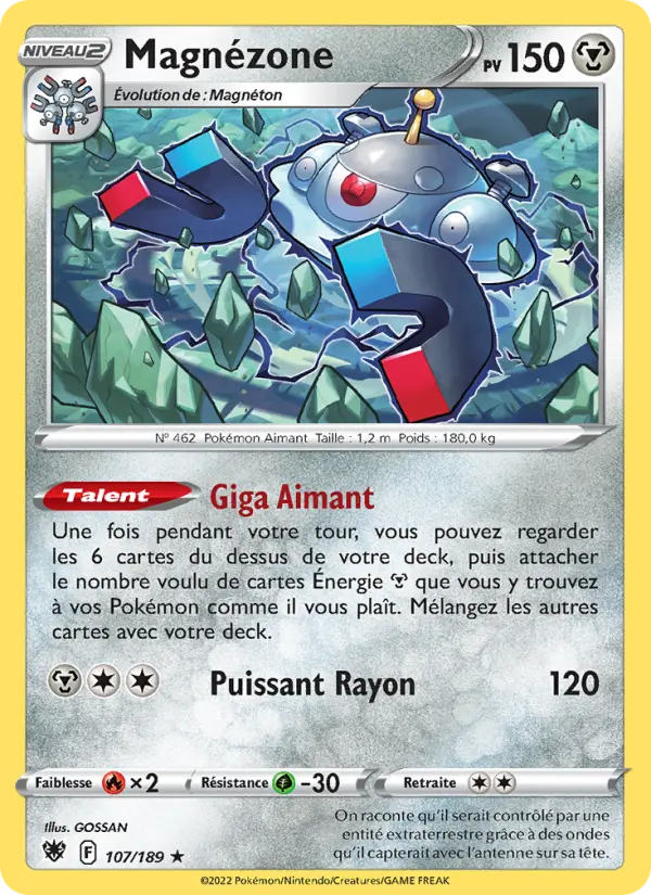 Scan HD carte Pokémon Magnézone 107/189 — Astres Radieux