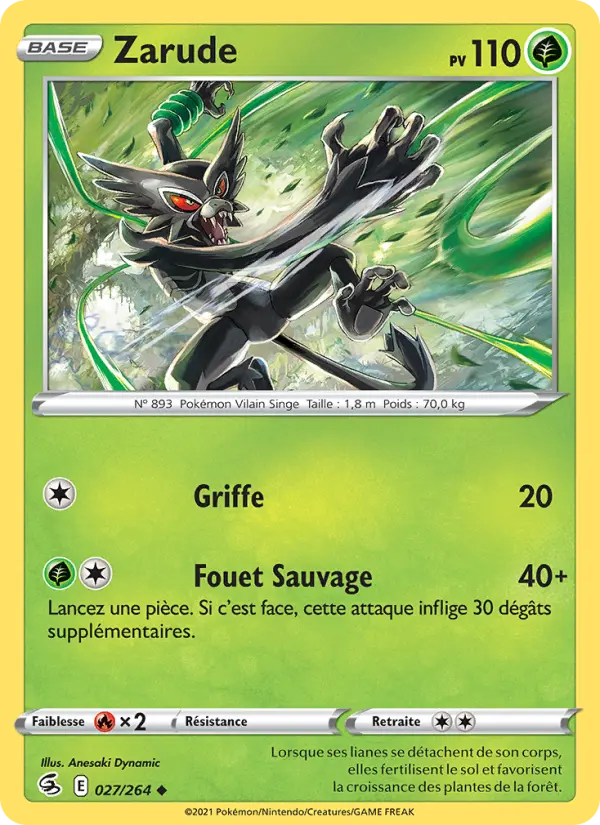 Scan HD carte Pokémon Zarude 27/264 — Poing de Fusion