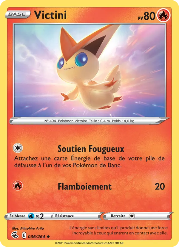 Scan HD carte Pokémon Victini 36/264 — Poing de Fusion