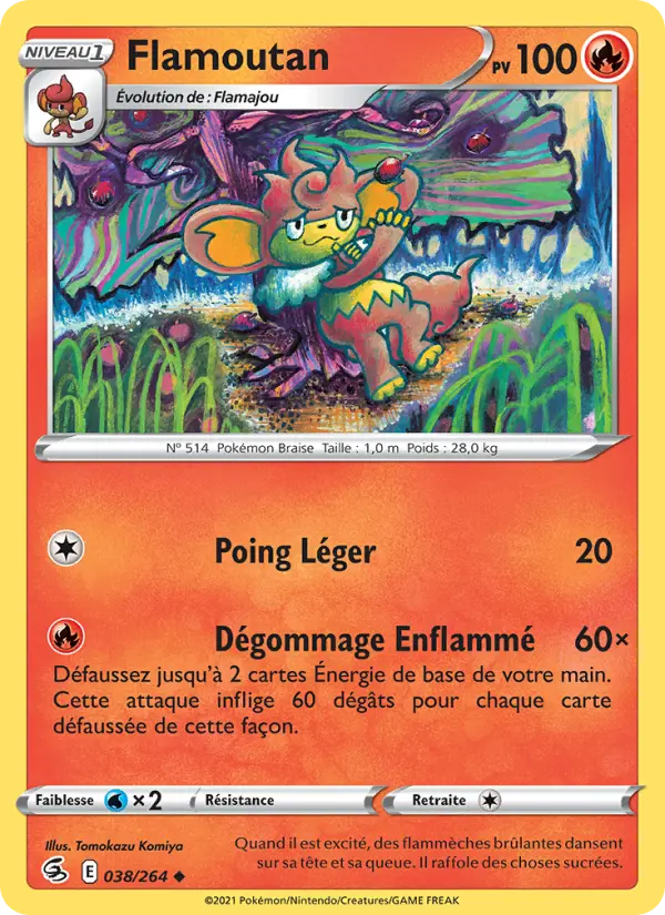 Scan HD carte Pokémon Flamoutan 38/264 — Poing de Fusion