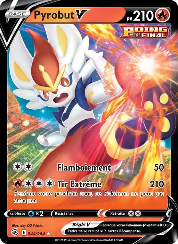 Scan HD carte Pokémon Pyrobut V 44/264 — Poing de Fusion