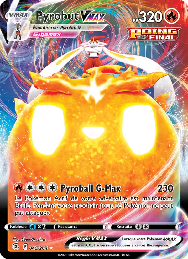 Scan HD carte Pokémon Pyrobut VMAX 45/264 — Poing de Fusion