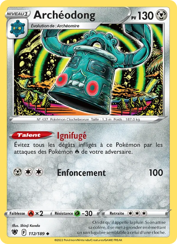 Scan HD carte Pokémon Archéodong 112/189 — Astres Radieux
