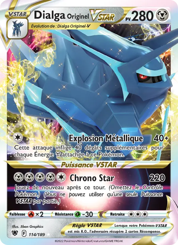 Scan HD carte Pokémon Dialga Originel VSTAR 114/189 — Astres Radieux