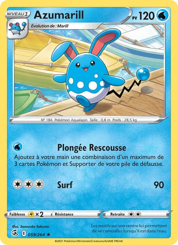 Scan HD carte Pokémon Azumarill 59/264 — Poing de Fusion