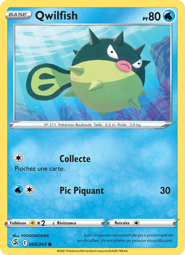Scan HD carte Pokémon Qwilfish 60/264 — Poing de Fusion