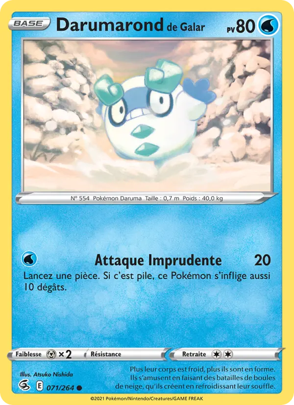 Scan HD carte Pokémon Darumarond de Galar 71/264 — Poing de Fusion