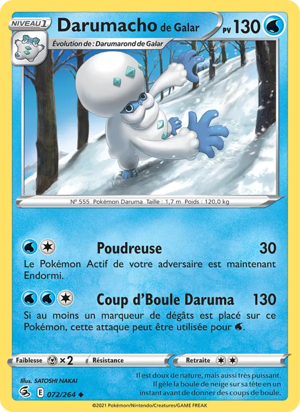Scan HD carte Pokémon Darumacho de Galar 72/264 — Poing de Fusion
