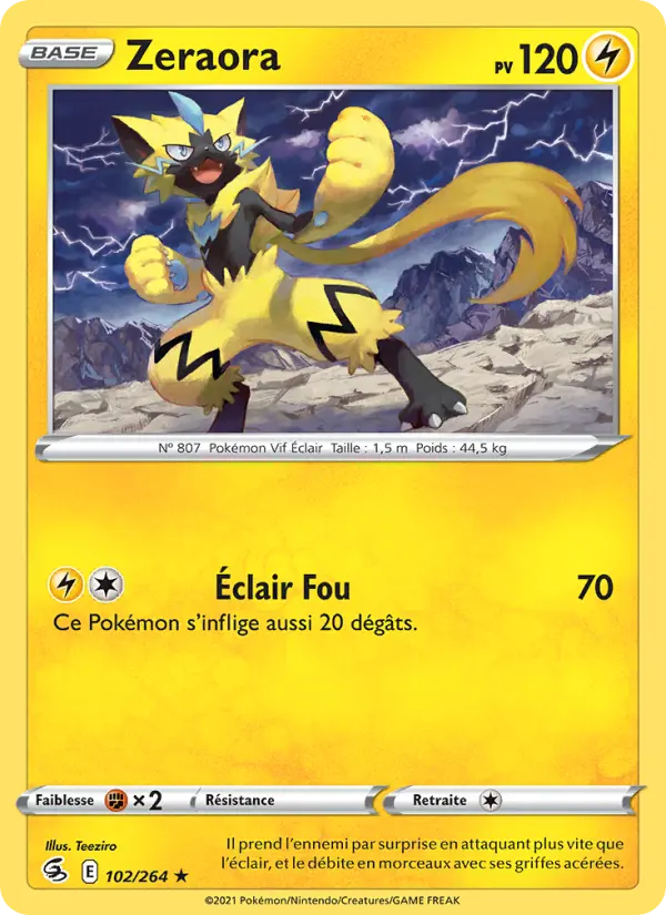 Scan HD carte Pokémon Zeraora 102/264 — Poing de Fusion