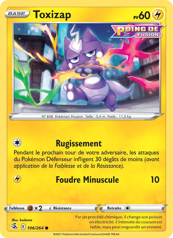 Scan HD carte Pokémon Toxizap 106/264 — Poing de Fusion
